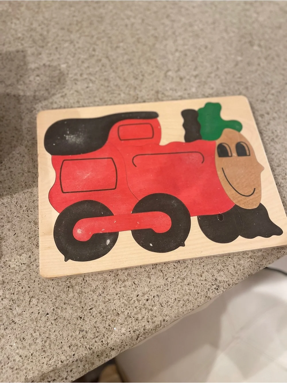 Wooden Red Train Puzzle for Kids - Classic Educational Toy
